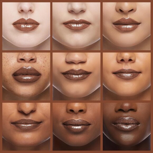 🆕 Metallic Shine Brown Lipstick Moisturizing Creamy Formula Vegan Full-Coverage - Picture 4 of 8